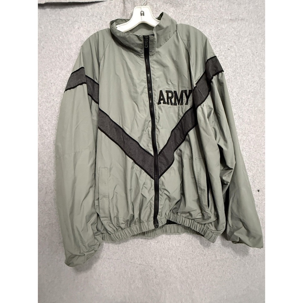 Mens Large‎ Gray Army Windbreaker Reflective Zip Running Unicor IPFU Jacket
